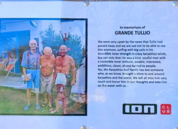 Οι surfers του Αφιάρτη αποχαιρετούν με θλίψη τον Grande Tullio
