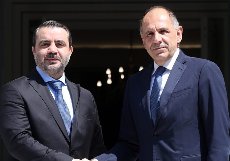 Συνάντηση Υπουργού Εξωτερικών, Γιώργου Γεραπετρίτη, με τον μεταβατικό Υπουργό Εξωτερικών και Αποδήμων της Αραβικής Δημοκρατίας της Συρίας, Asaad Al-Shaibani (Αθήνα, 20.08.2025)